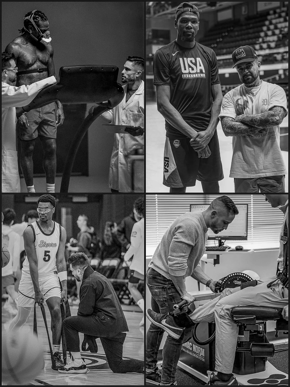 MOVE LAB clinicians working with professional athletes on the court and in the lab